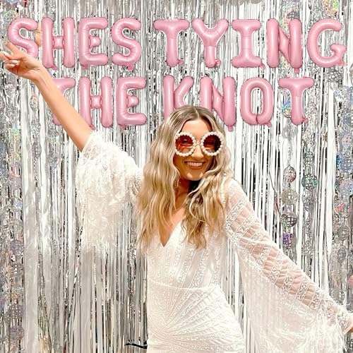 Merrystorm Shes Tying the Knot Foil Balloon Banner Pink Wedding Decorations