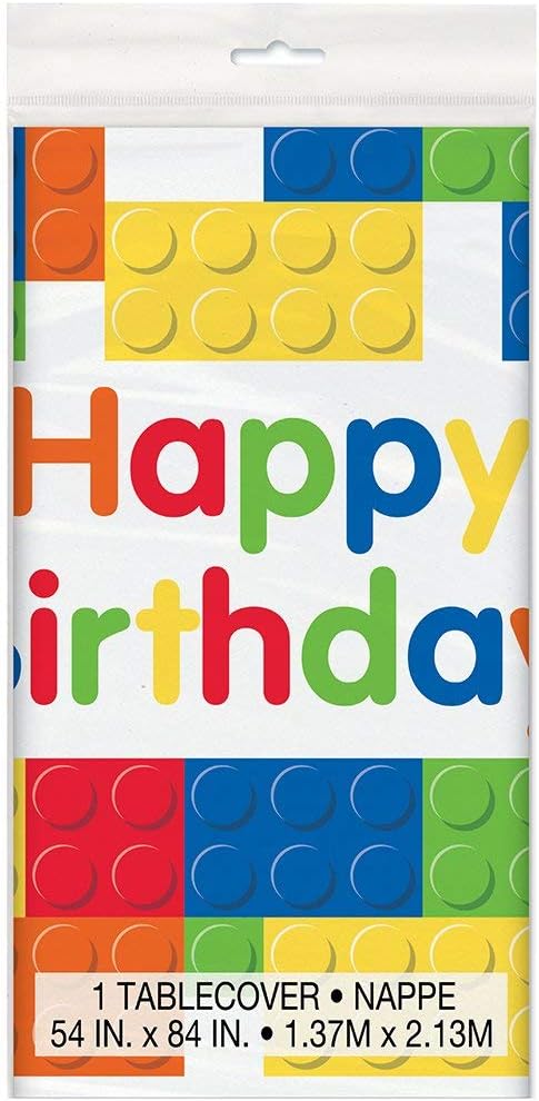 Vibrant Building Blocks Birthday Table Cover 54x84