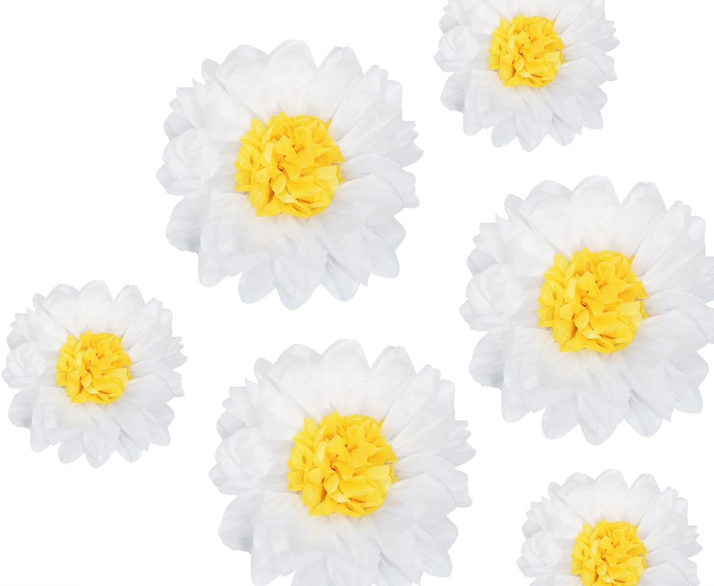 Penta Angel Daisy Tissue Paper Flowers Pom Poms 6Pcs