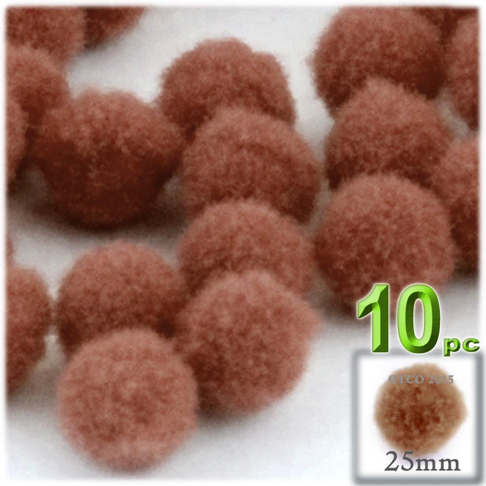 The Crafts Outlet 10-Piece Tan Acrylic Pom Poms
