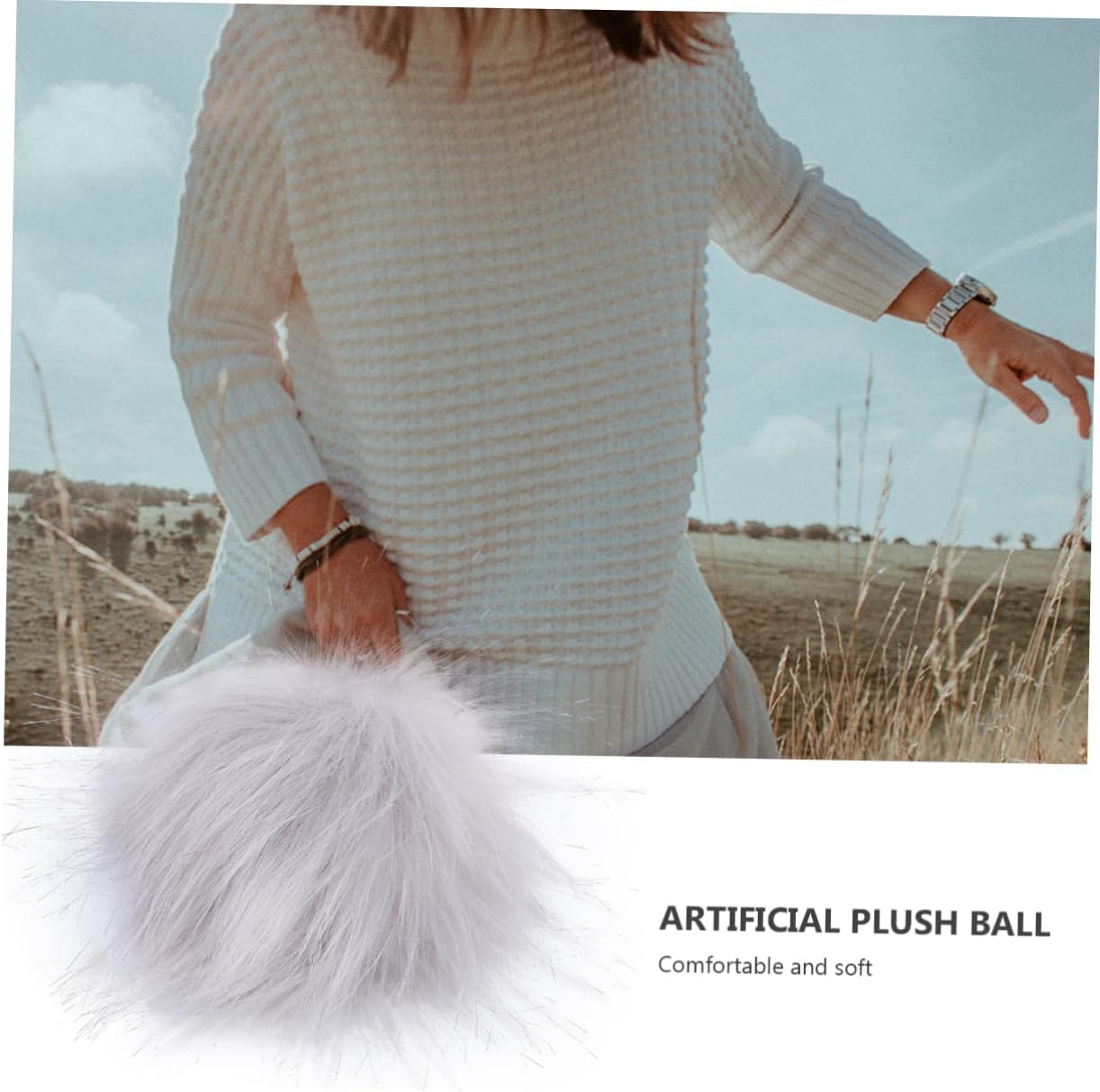 2pcs Artificial Faux Fur Fuzzy Balls for Hats and Bags