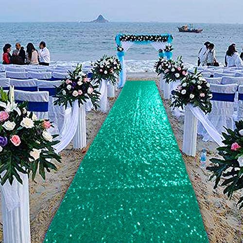 DUOBAO Green Sequin Aisle Runner Wedding Decor