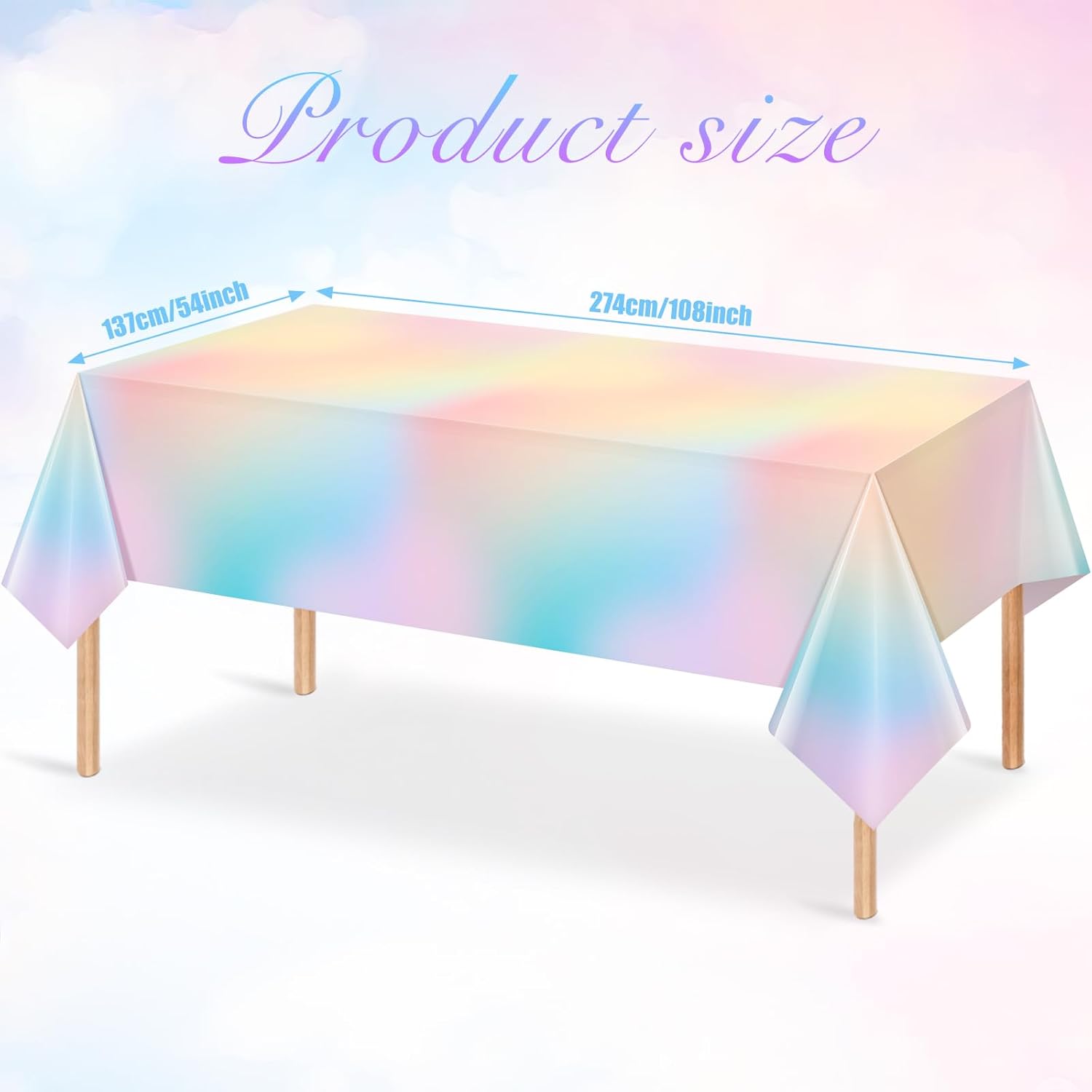 3Pcs Pastel Tablecloths Rainbow Plastic Decorations for Parties