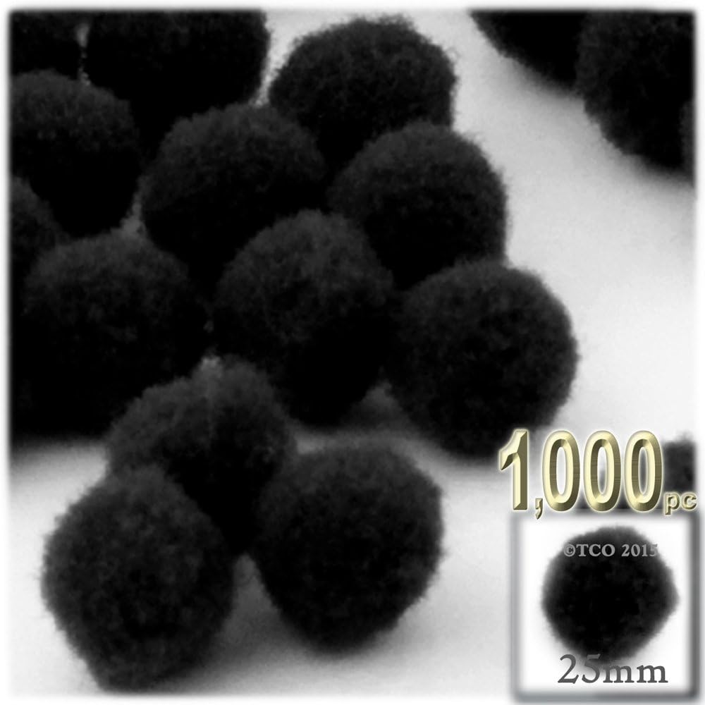 The Crafts Outlet 1000 Piece Acrylic Pom Poms White 25mm