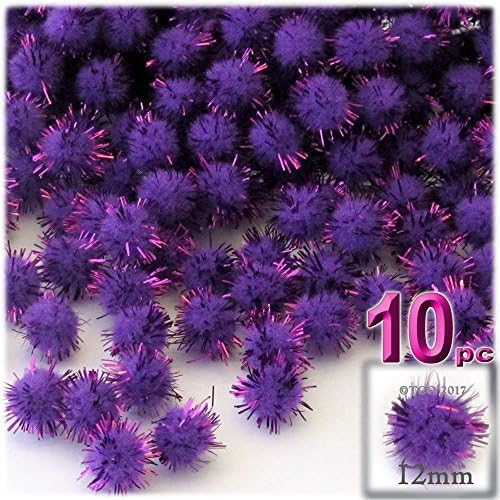 The Crafts Outlet Chenille Sparkly Pom Poms Orange Porcupine 12mm 10pc