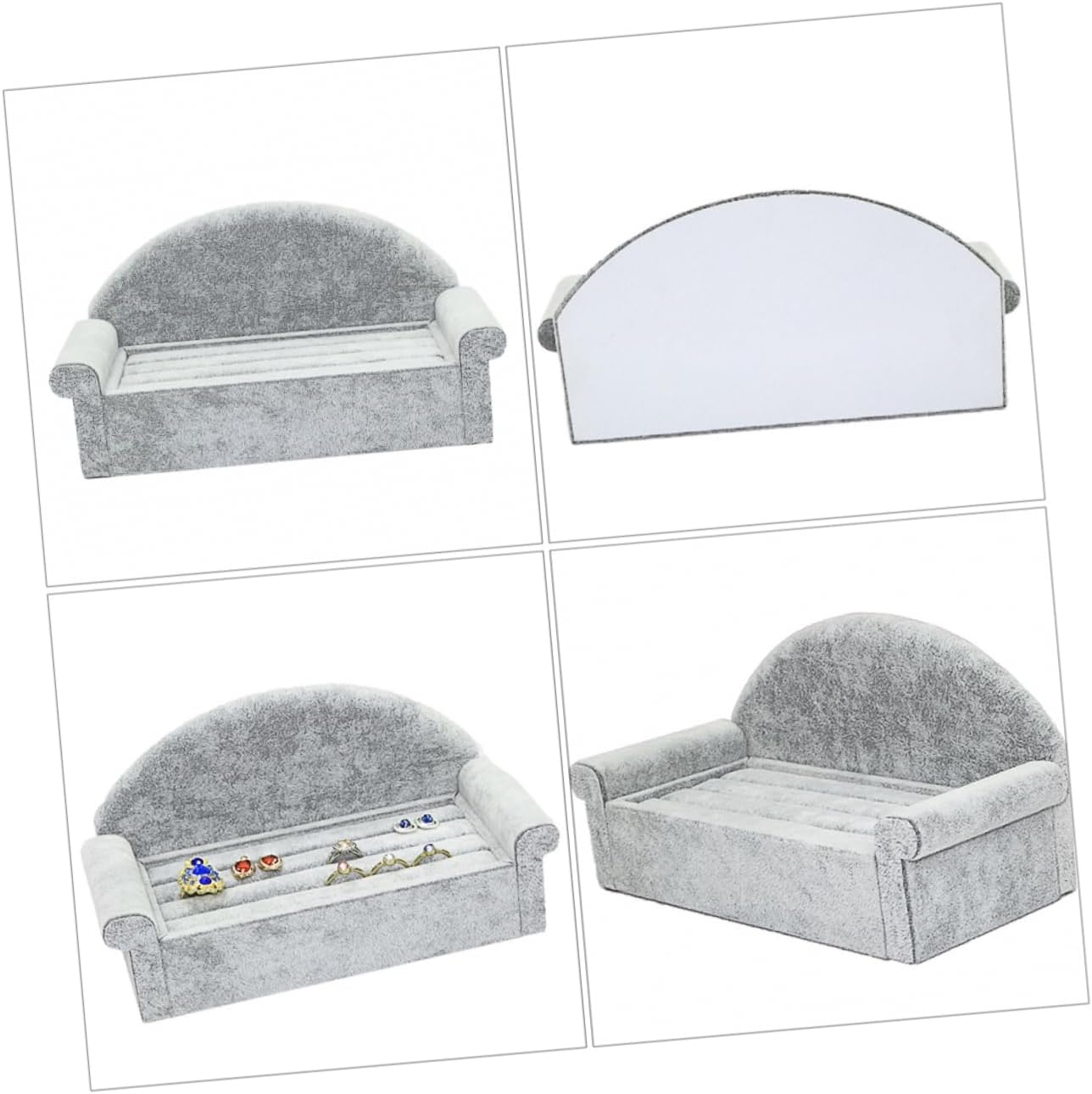 LIFKOME Sofa Shape Jewelry Display Stand in Grey Velvet