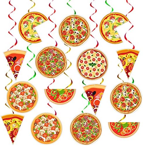 Teling 48 Pcs Pizza Streamers Ceiling Decorations for Birthday Parties