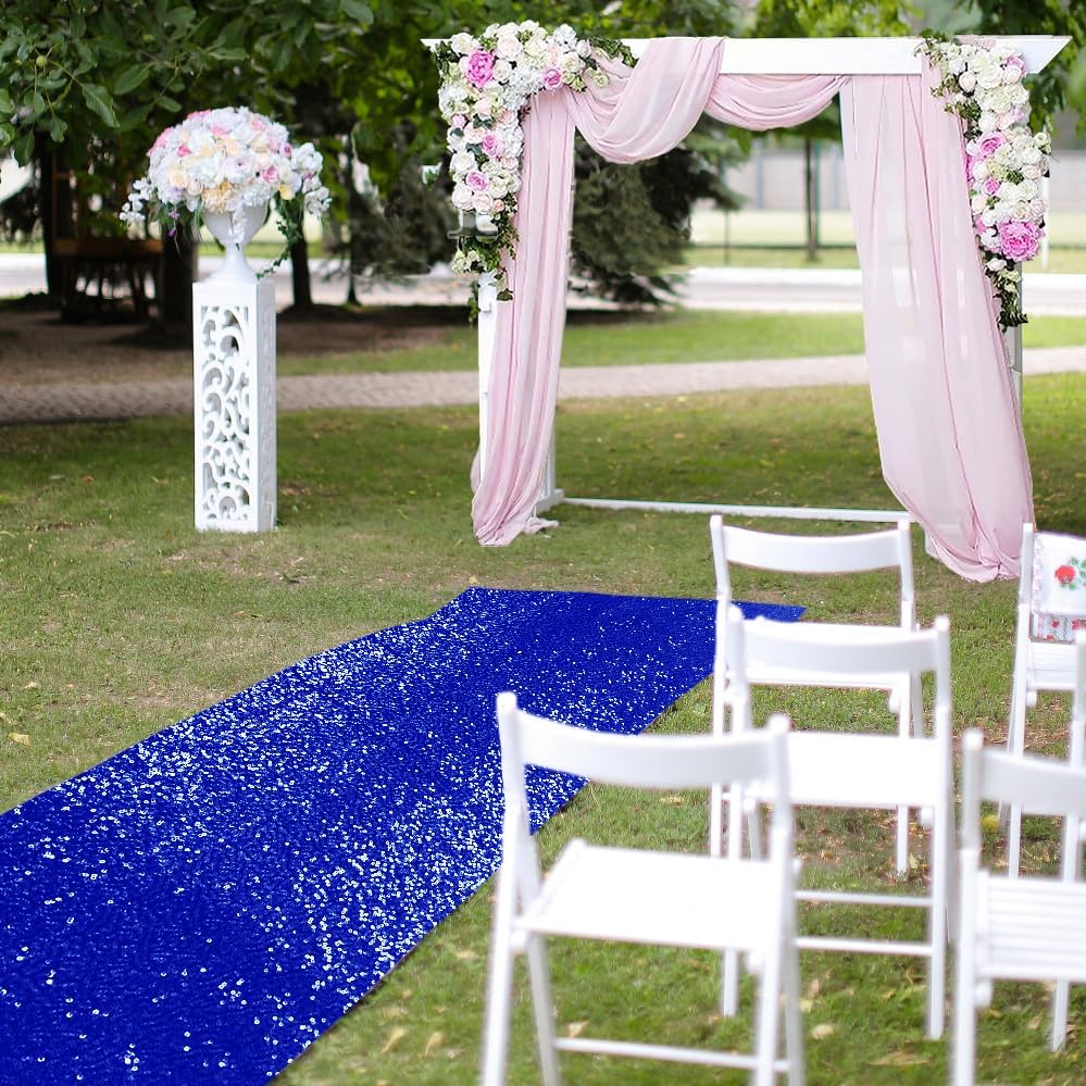 Royal Blue Sequin Aisle Runner 3FTx15FT Wedding Carpet