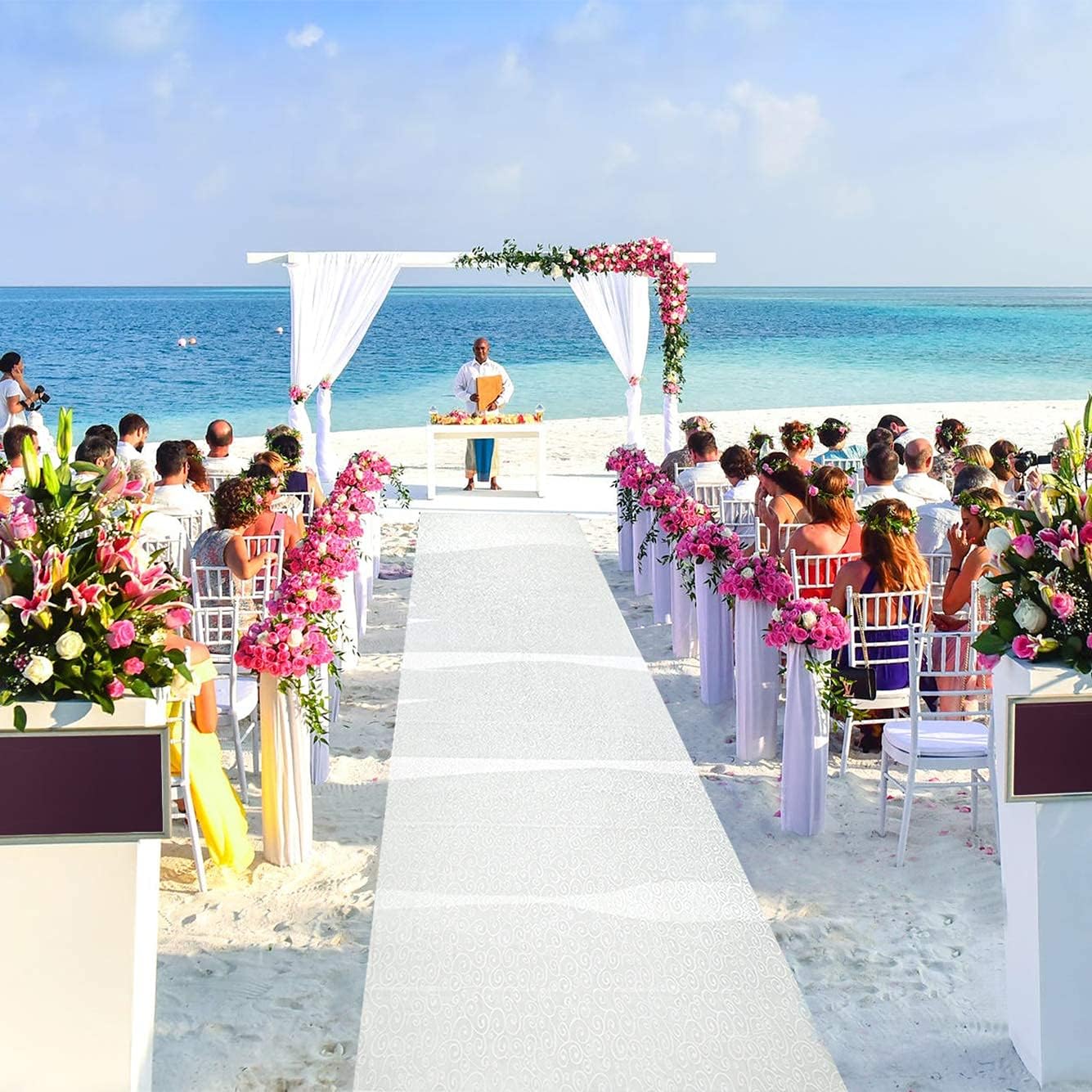 JA Homes White Wedding Aisle Runner - Durable Nylon Double-Sided Tape Adjustable Hitch