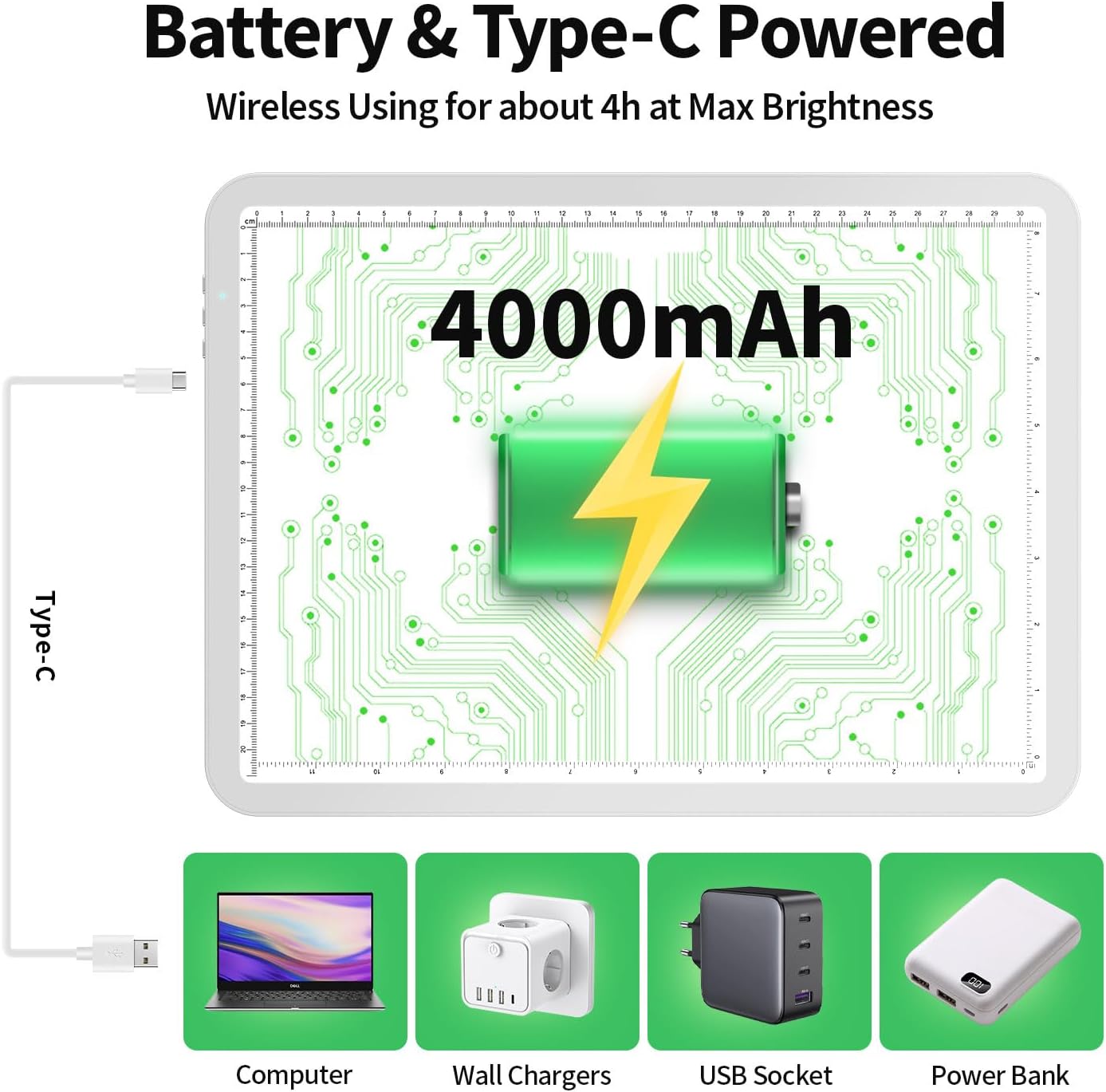 Zocelight A4 Light Pad with Bag 9000Lux Rechargeable