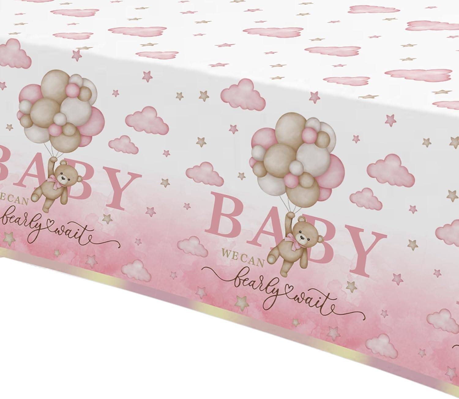 Pink Bear Baby Shower Tablecloths 3 Pack 54in x 108in