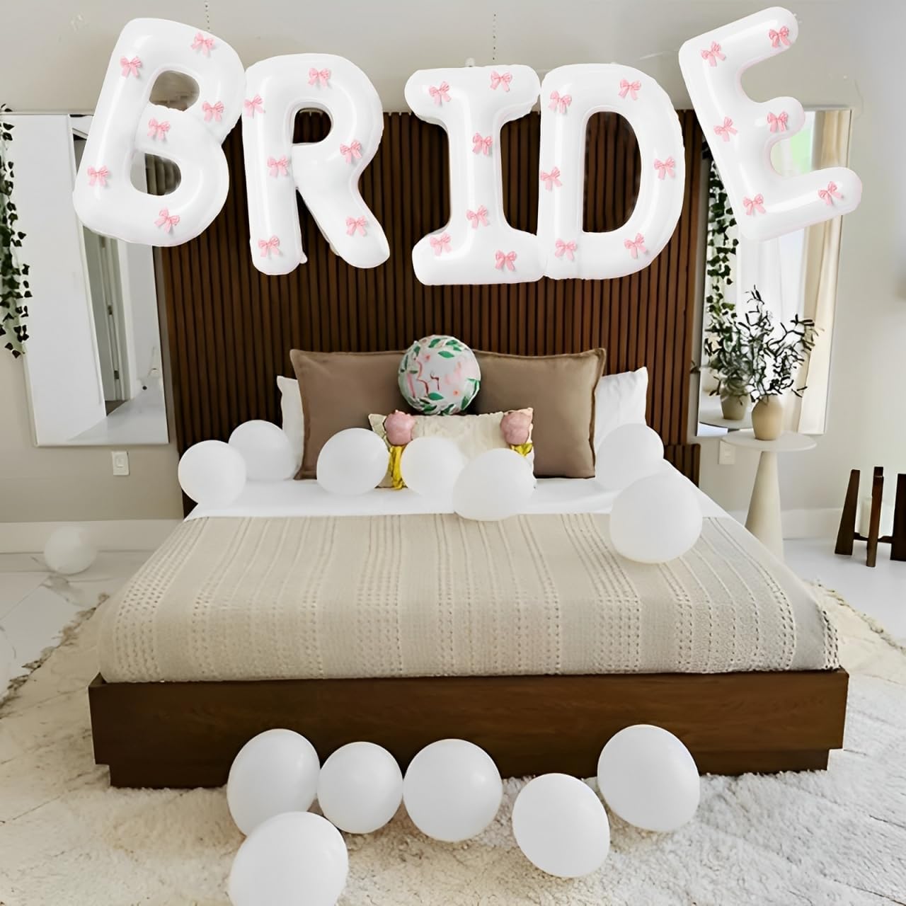 40 Inch Bride Balloon with Pink Bows Wedding Decor