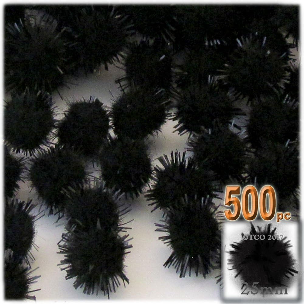 The Crafts Outlet Chenille Sparkly Pom Poms Clear Porcupine 25mm 500pc White