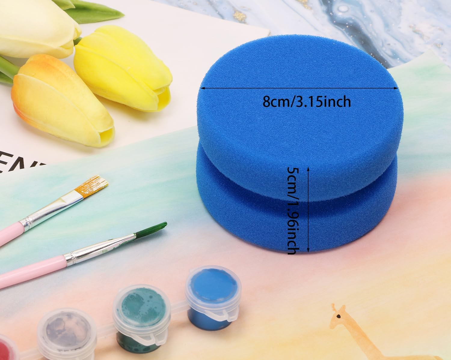 Penta Angel Paint Sponge Applicator 2Pcs 31 Inch Double-Side Round