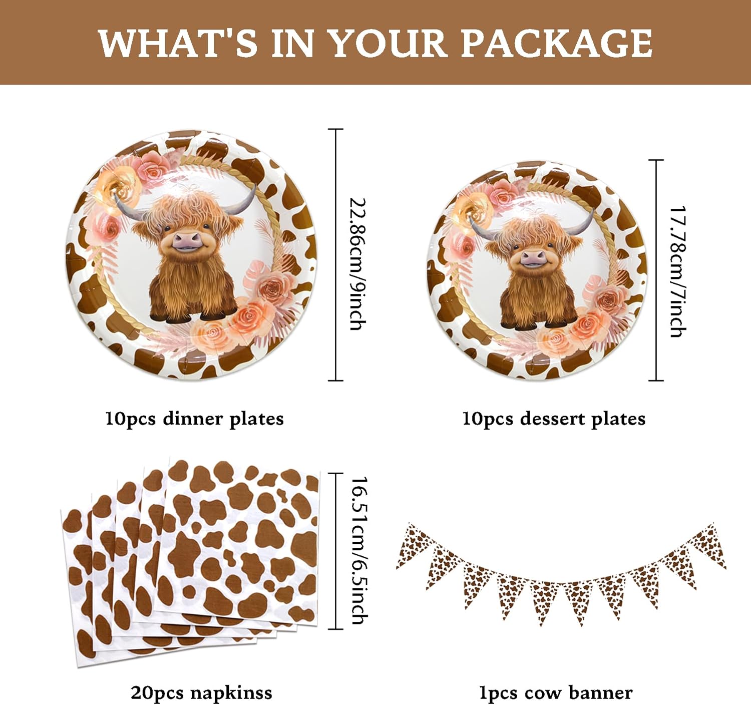 Highland Cow Party Decorations 92 Pcs Set