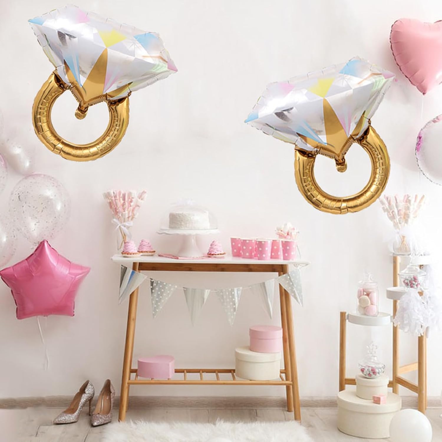 Bride To Be Sash with Diamond Ring Foil Balloons for Bachelorette Party