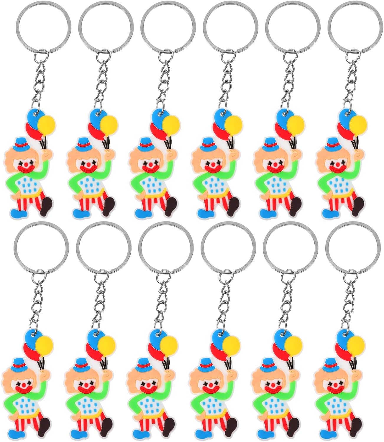 LUOZZY 12 Pcs Clown Key Chains for Mardi Gras Party