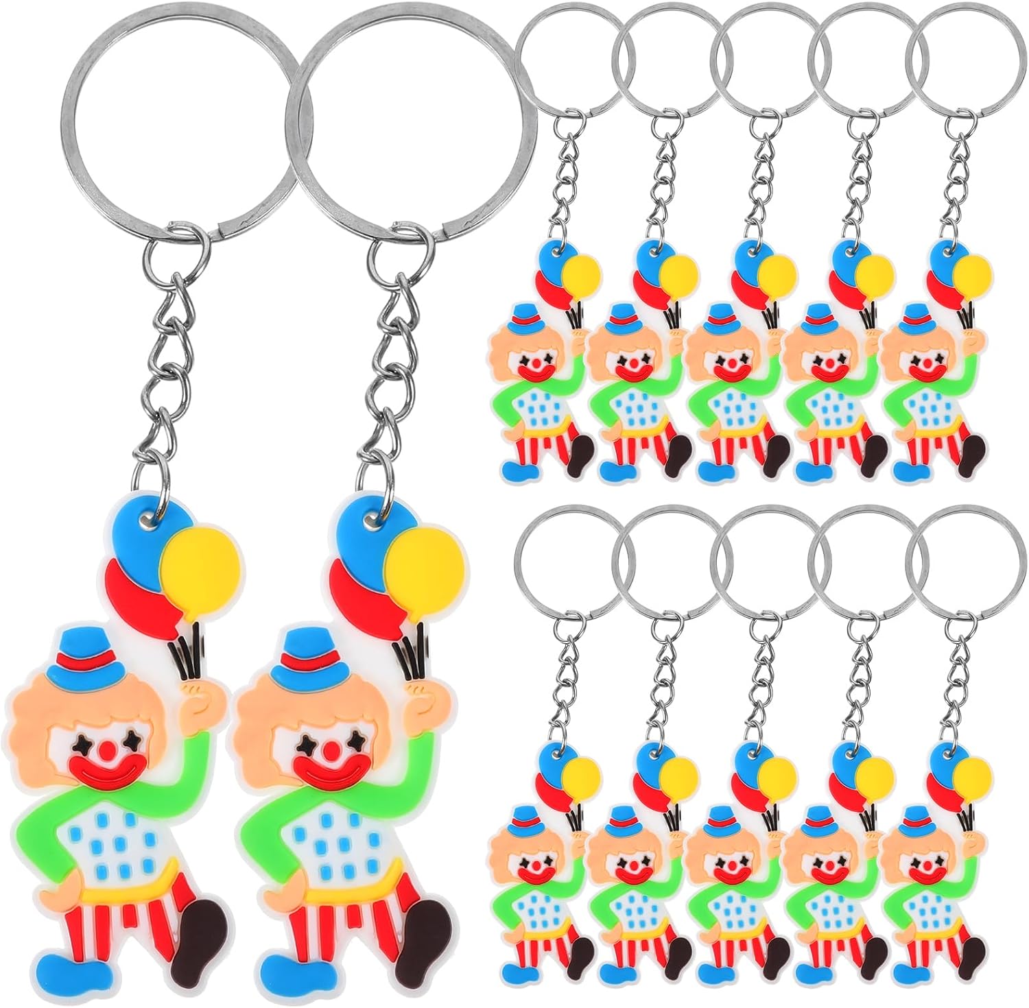 LUOZZY 12 Pcs Clown Key Chains for Mardi Gras Party