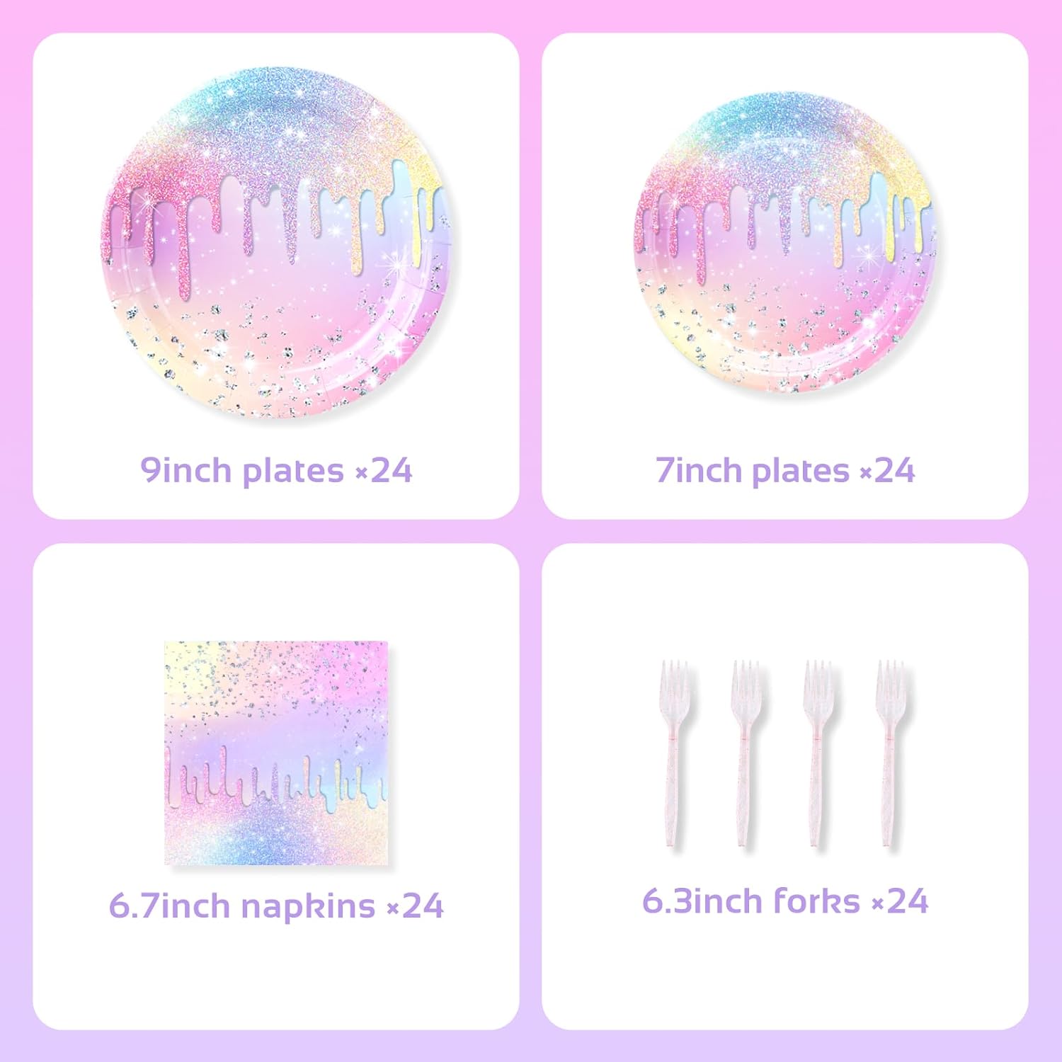 Iridescent Diamond Party Decor Set for 24 Guests