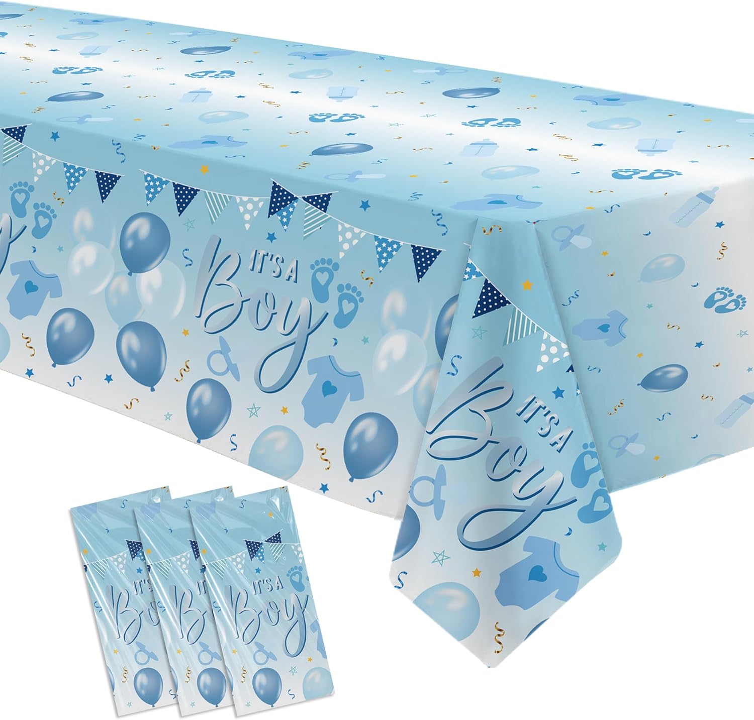 Blue Balloon Baby Shower Tablecloth Set 3 Pack