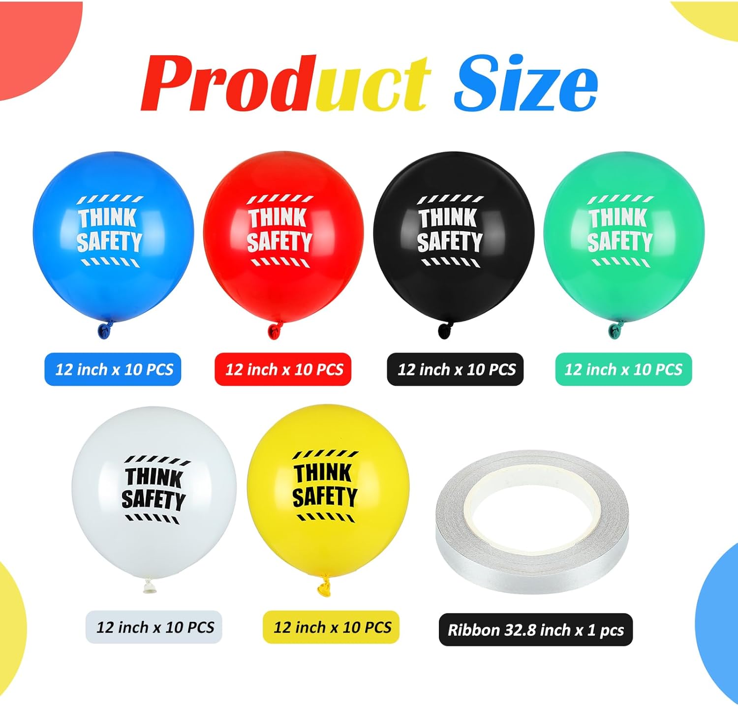 Gejoy 60 Pcs Safety Month Balloons 12 Inch Latex Decorations