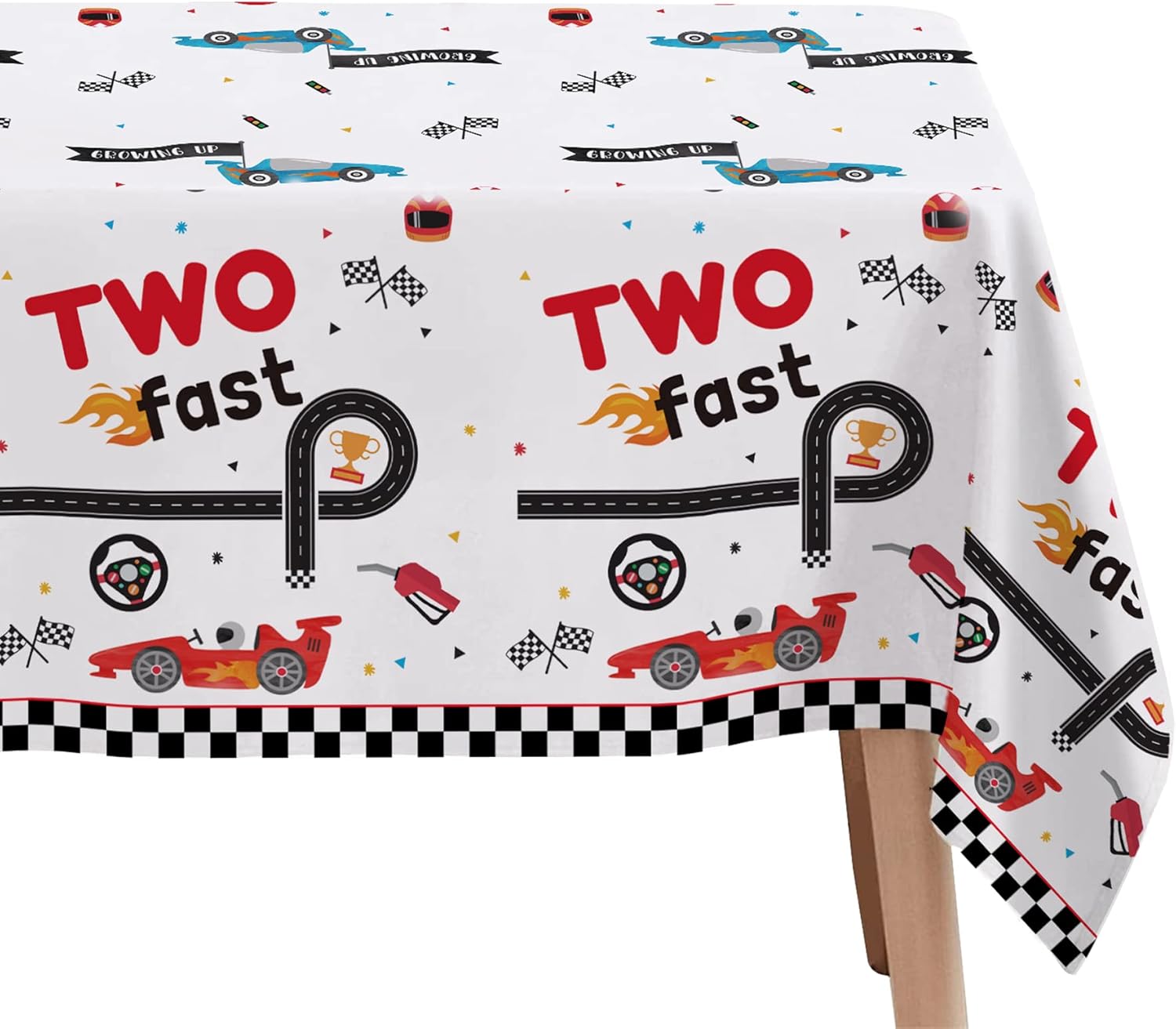 Xigejob Race Car 2nd Birthday Tablecloth Set
