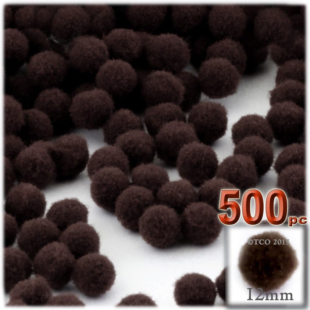 The Crafts Outlet 500-Piece Acrylic Pom Poms 12mm Tan
