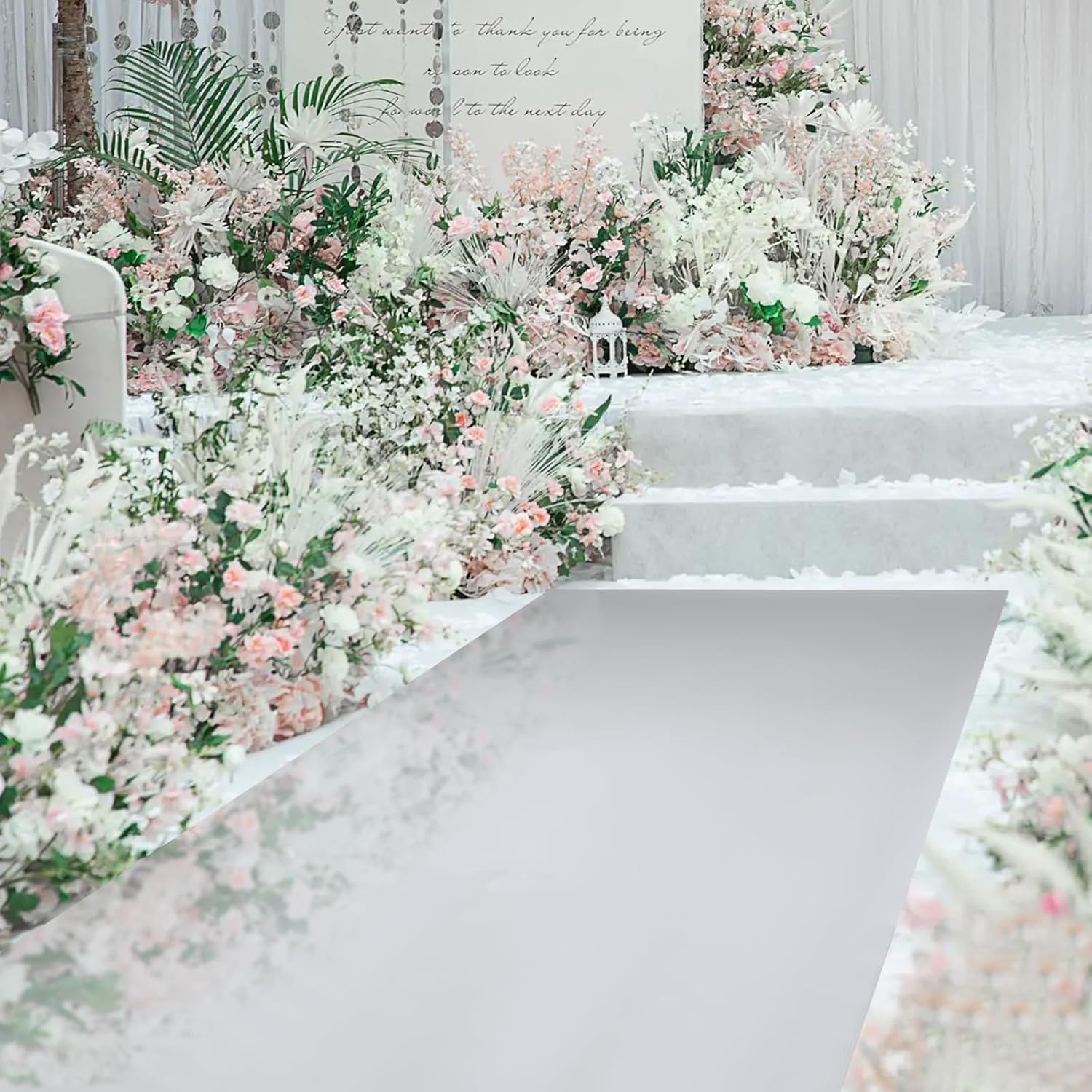 33x33 ft Double Sided Silver Mirror Aisle Runner