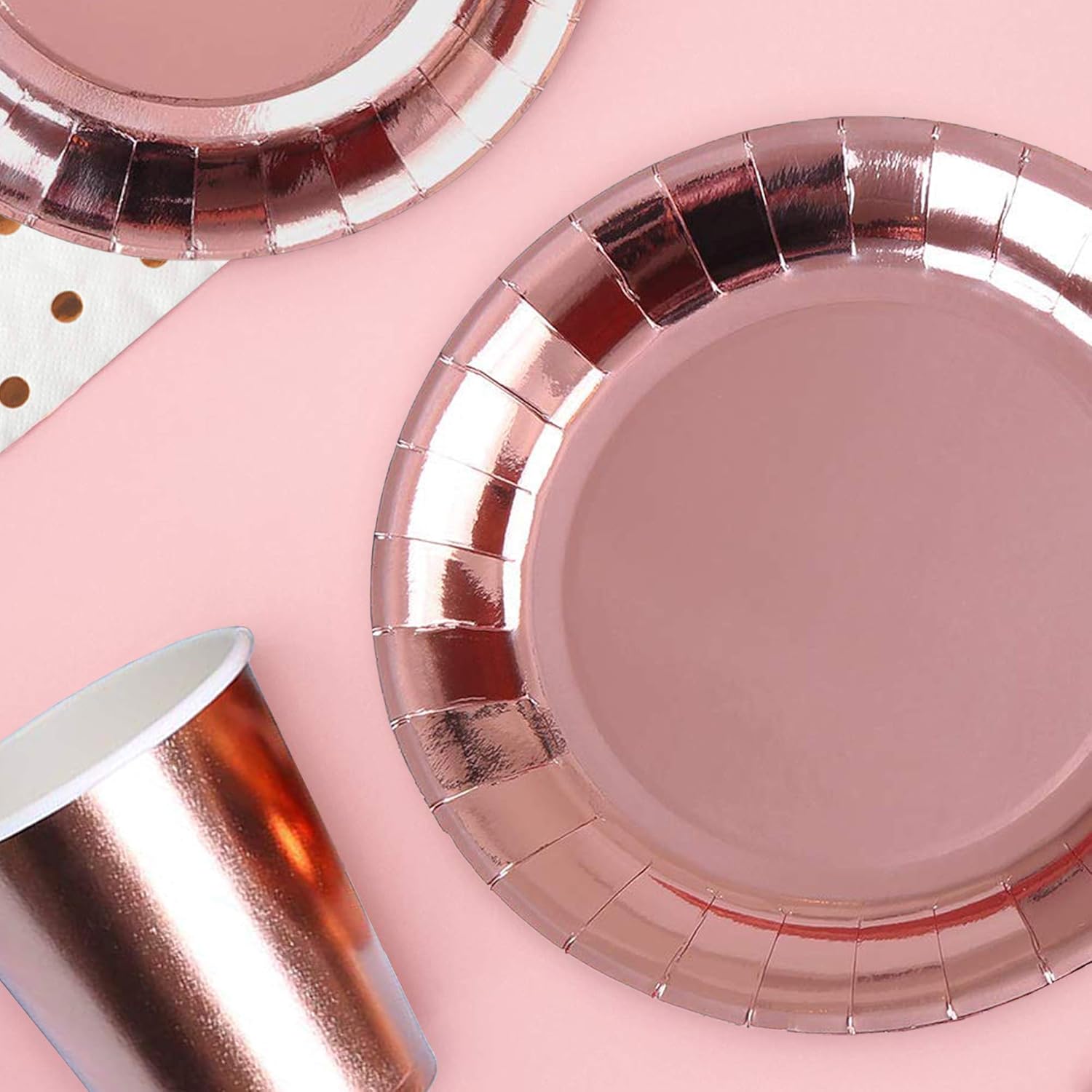 Rose Gold Party Supplies for 50 Guests