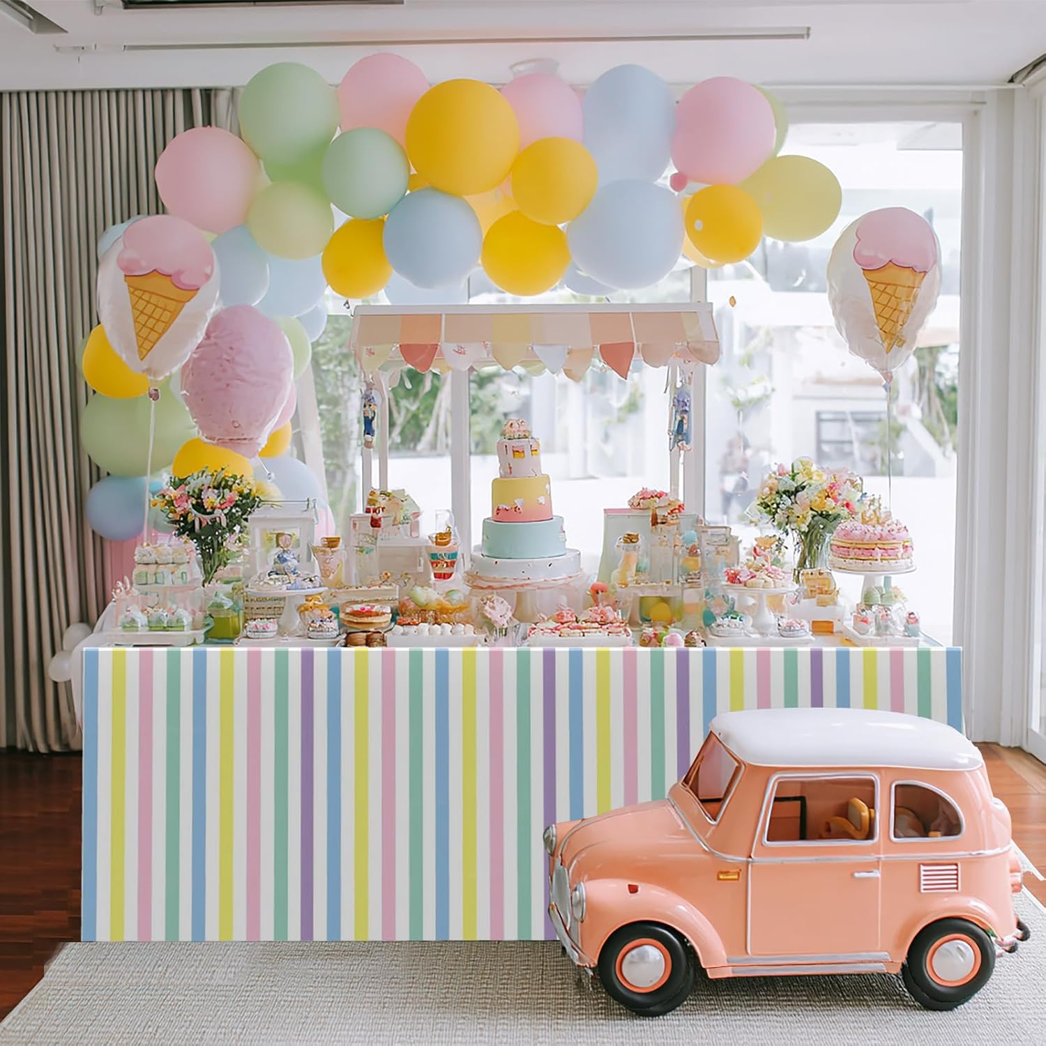 OQOQ Colorful Striped Tablecloths 3 Pack 54x108 Inches