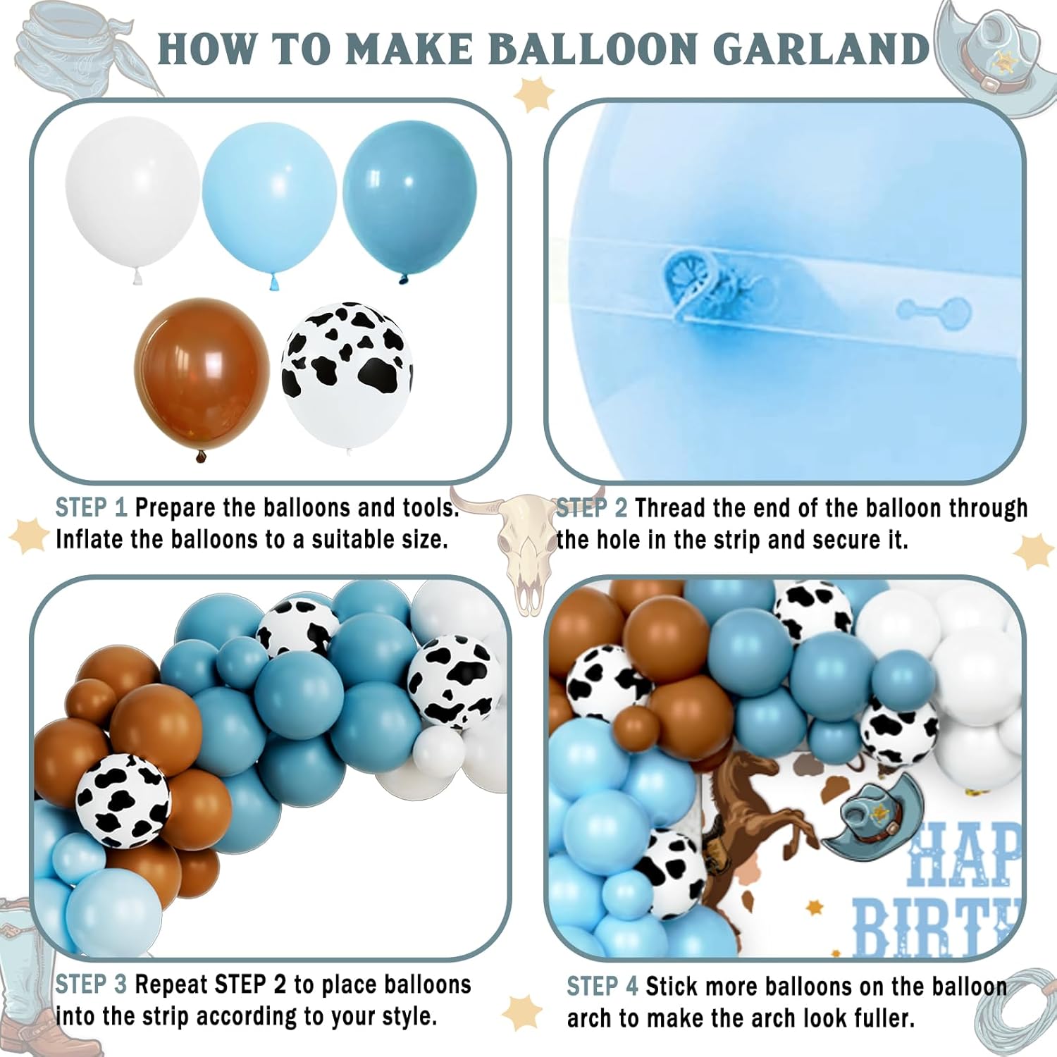 Cowboy Party Decorations Set for Boys