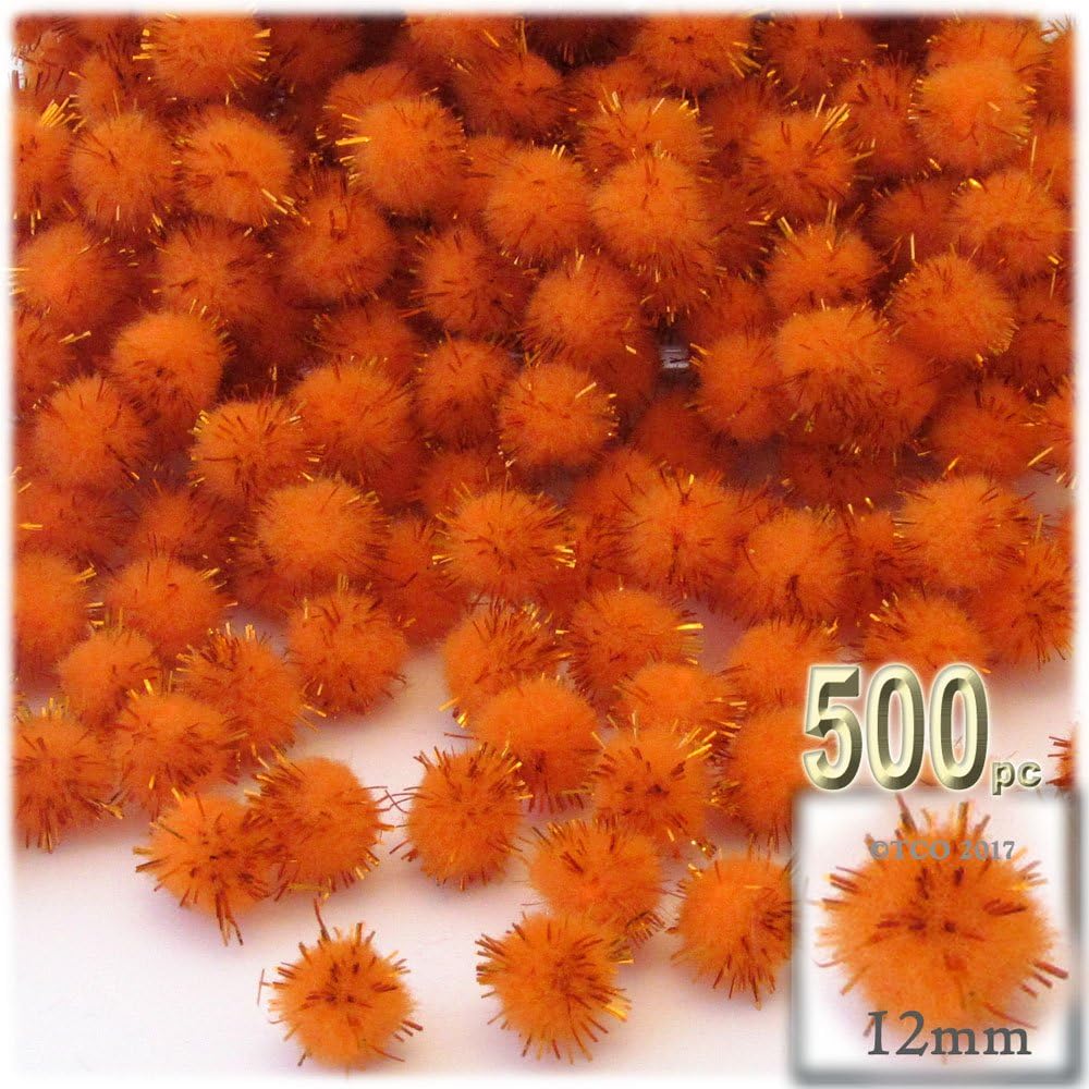 The Crafts Outlet Chenille Sparkly Pom Poms 05-inch 500-pc Multi Mix