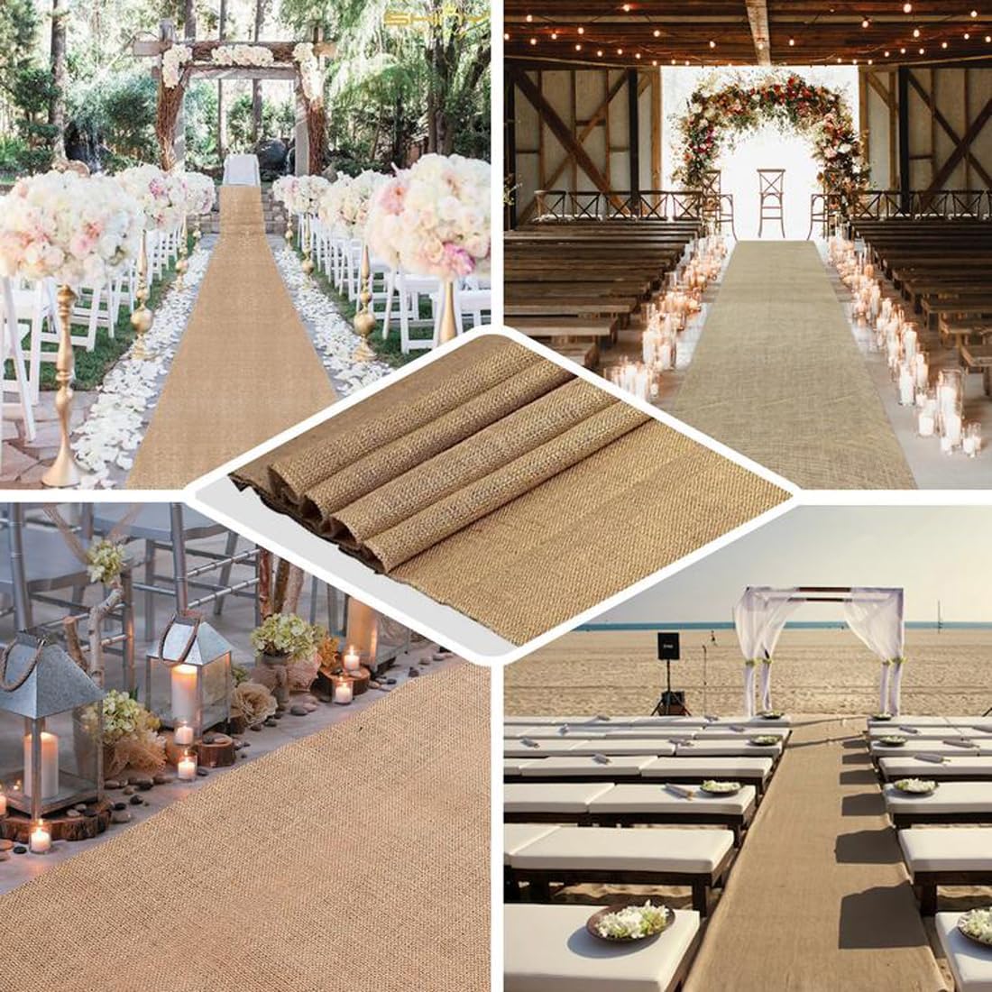 50 Inch x 30 Feet Natural Burlap Wedding Aisle Runner
