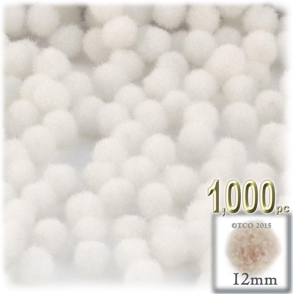 The Crafts Outlet 1000 Piece White Pom Poms 12mm