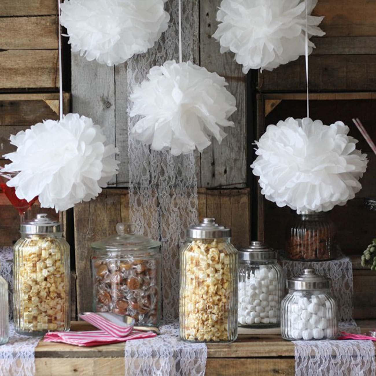 Xiksxitn 12pc White Tissue Paper Pompoms for Party Decor