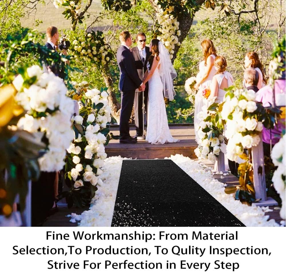 ShinyBeauty Black Sequin Aisle Runner 2ft x 15ft