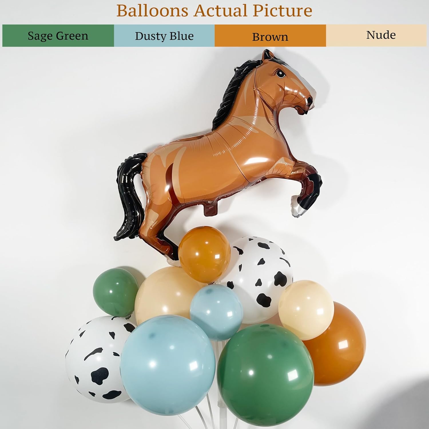 148Pcs Western Balloon Arch Kit with Horse Balloons for Cowboy Birthday Party Decorations