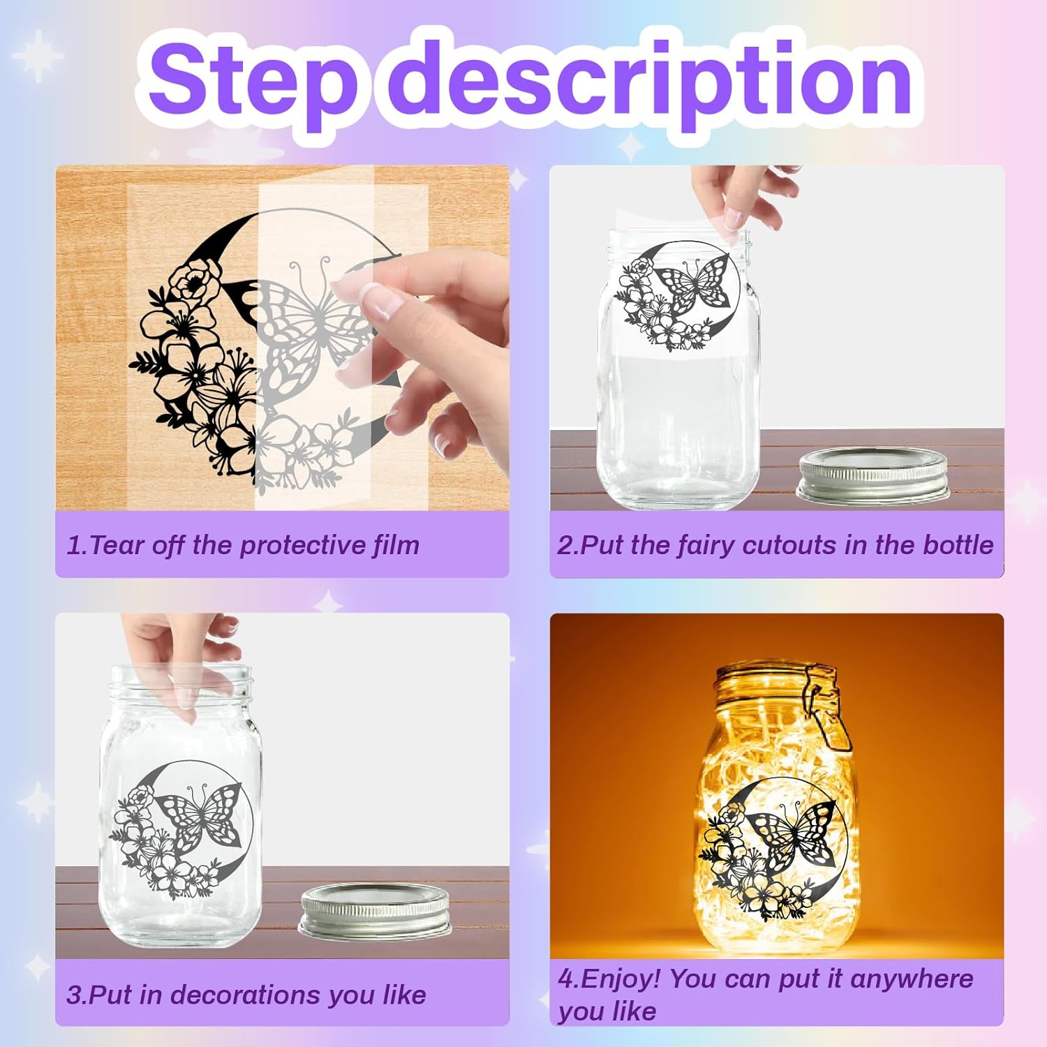12Pcs Halloween Silhouette Mason Jar Decor