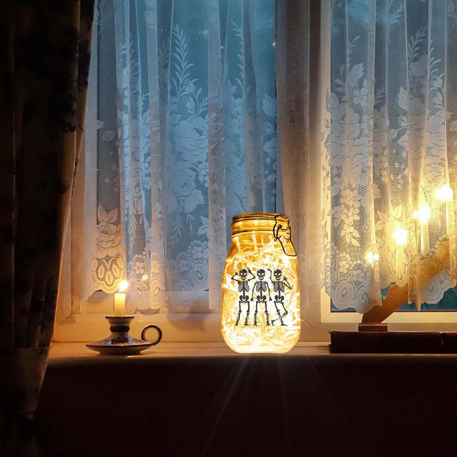 12Pcs Halloween Silhouette Mason Jar Decor
