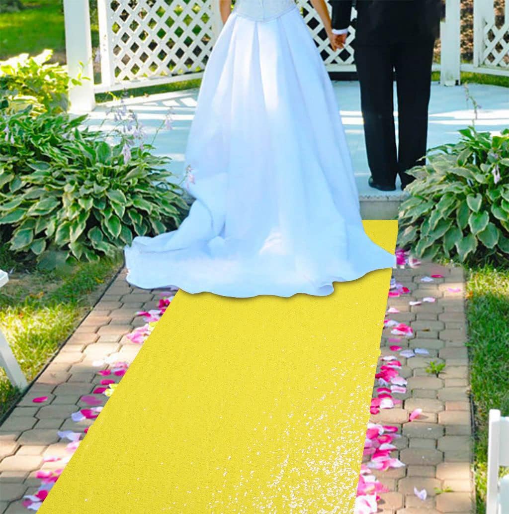 Yellow Sequin Glitter Aisle Runner 2FTx15FT Wedding