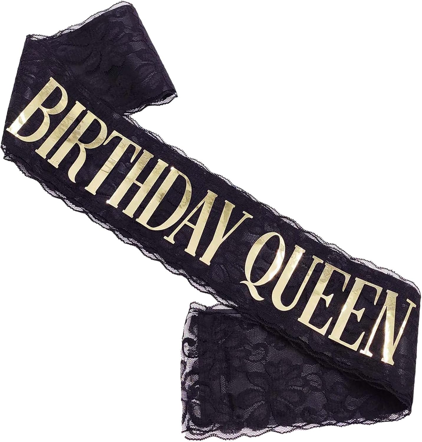 Birthday Queen Sash for Girls - Gold Word Glitter Streamer