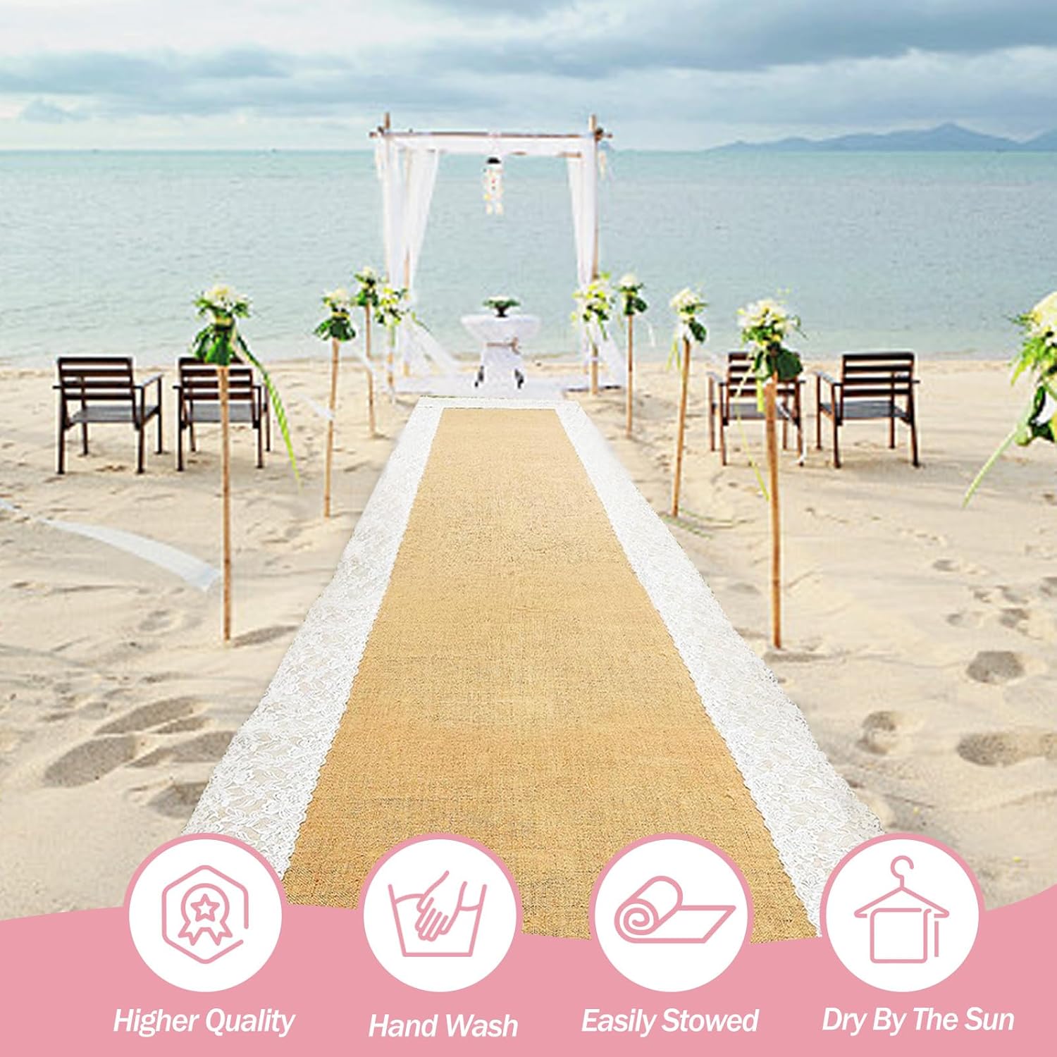 Natural Burlap Wedding Aisle Runner 3ft x 30ft