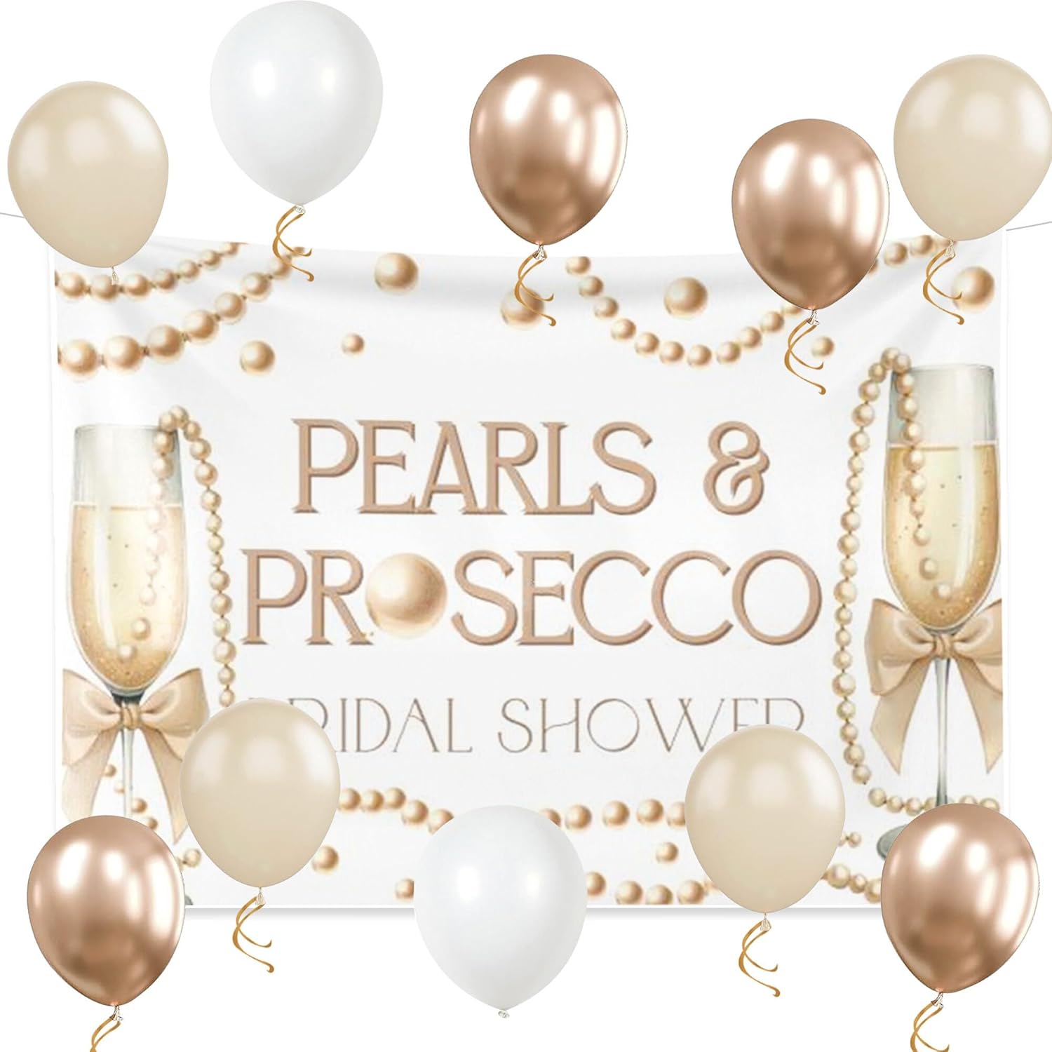 Pearls and Prosecco Bridal Shower Decor Backdrop