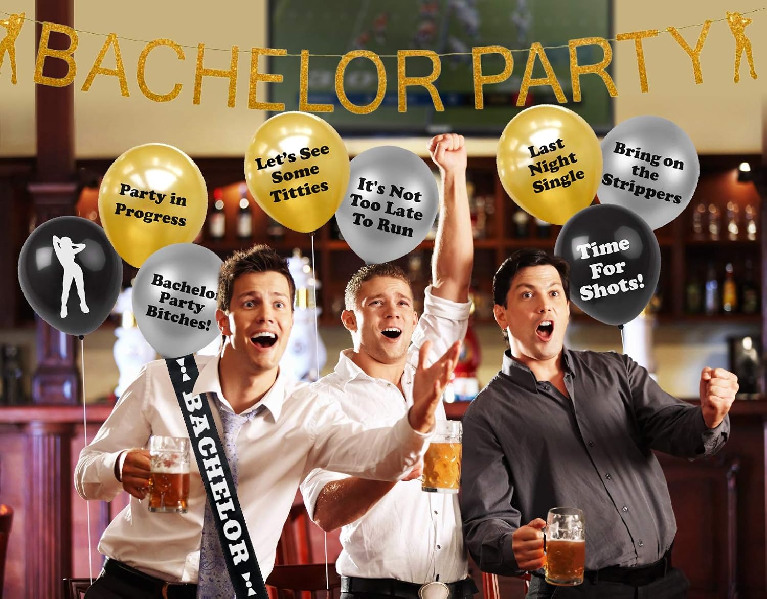 BroSash Bachelor Party Balloons Pack of 16