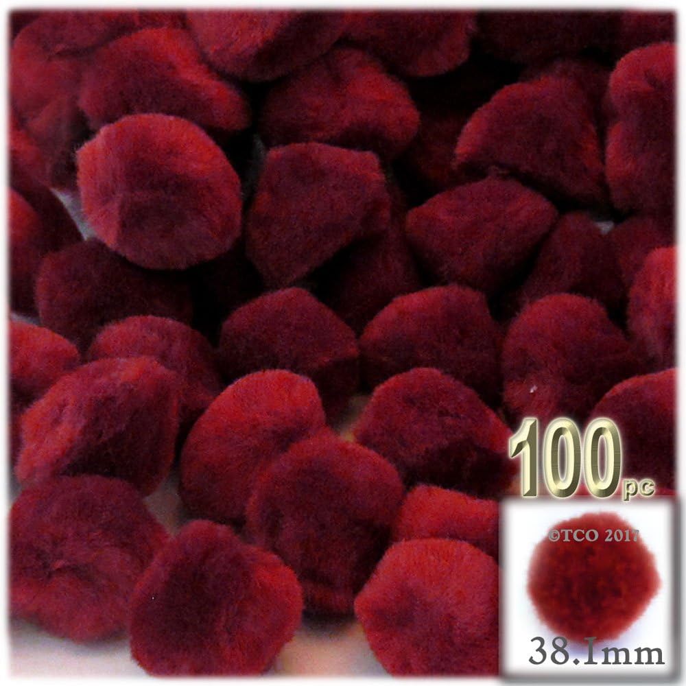 The Crafts Outlet 100-Piece Coffee Brown Pom Poms 38mm