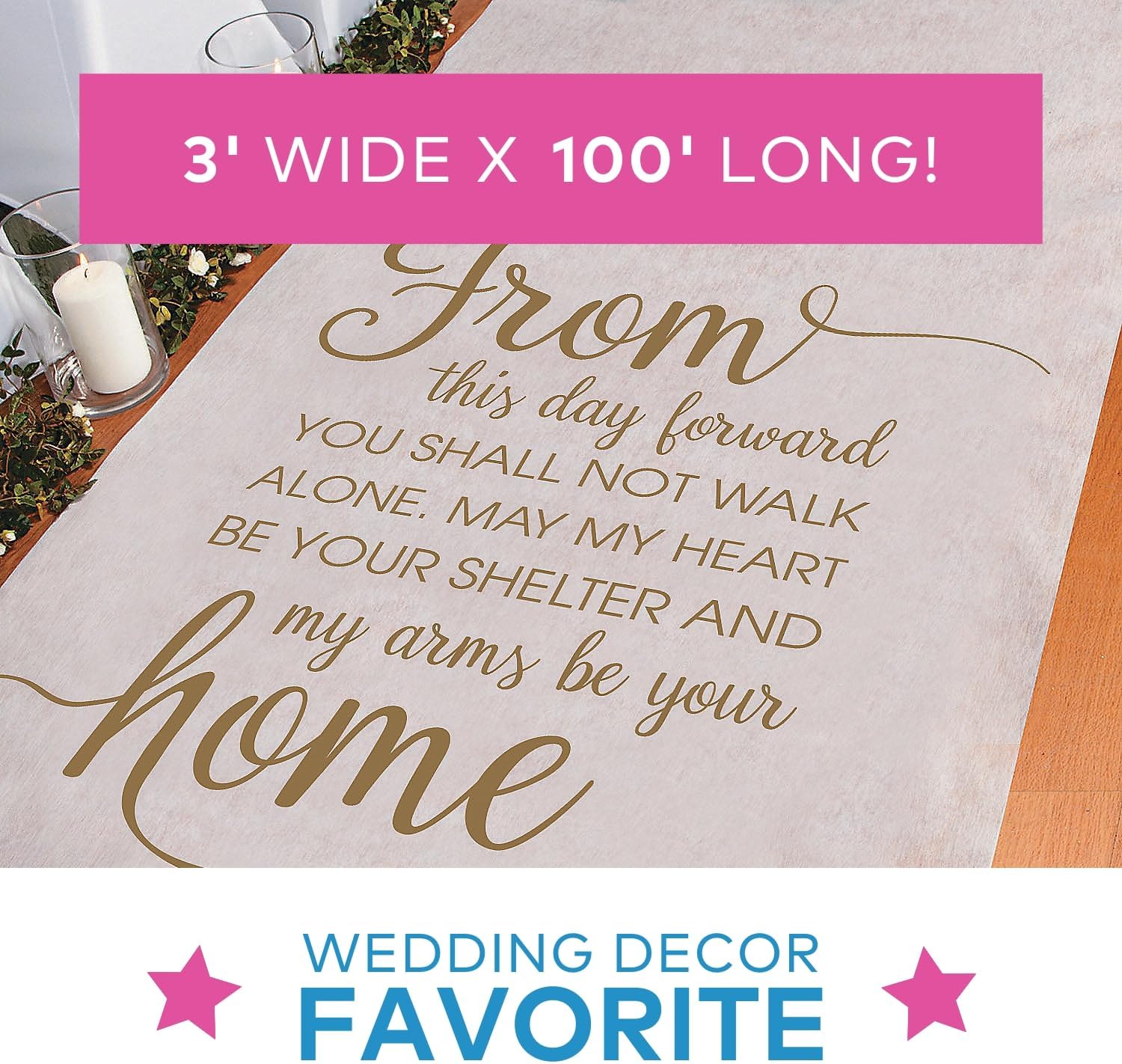 Fun Express 100 Foot Wedding Aisle Runner for Indoor and Outdoor