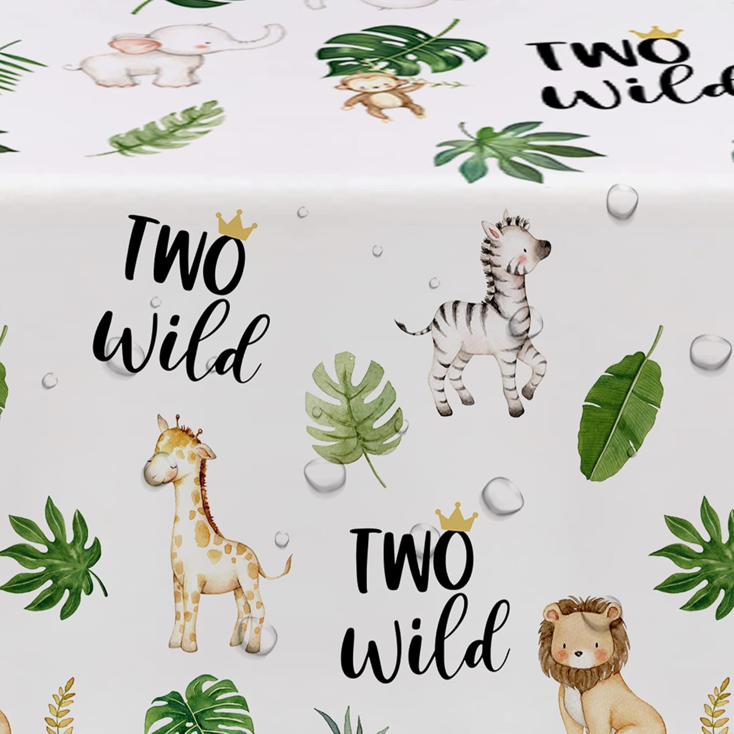 Two Wild Birthday Tablecloth Set 3 Pack 54in x 108in Safari Jungle Theme