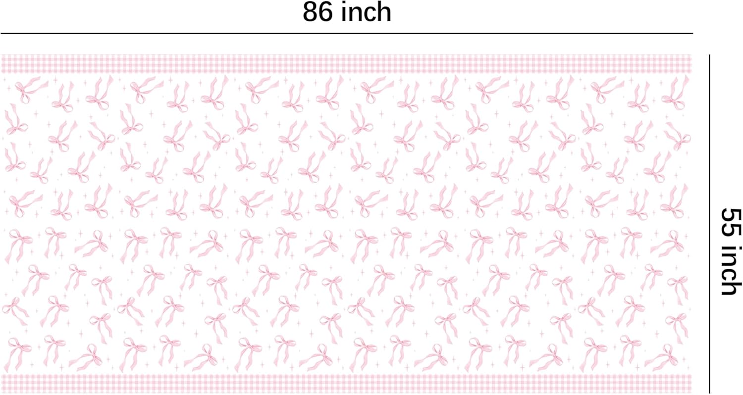 Pink Bow Party Decorations Tablecloth Set 3 Pack 86x55in