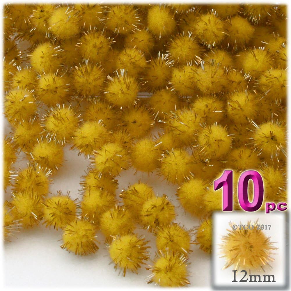 Crafts Outlet Chenille Sparkly Pom Poms Blue Porcupine 12mm 10pc