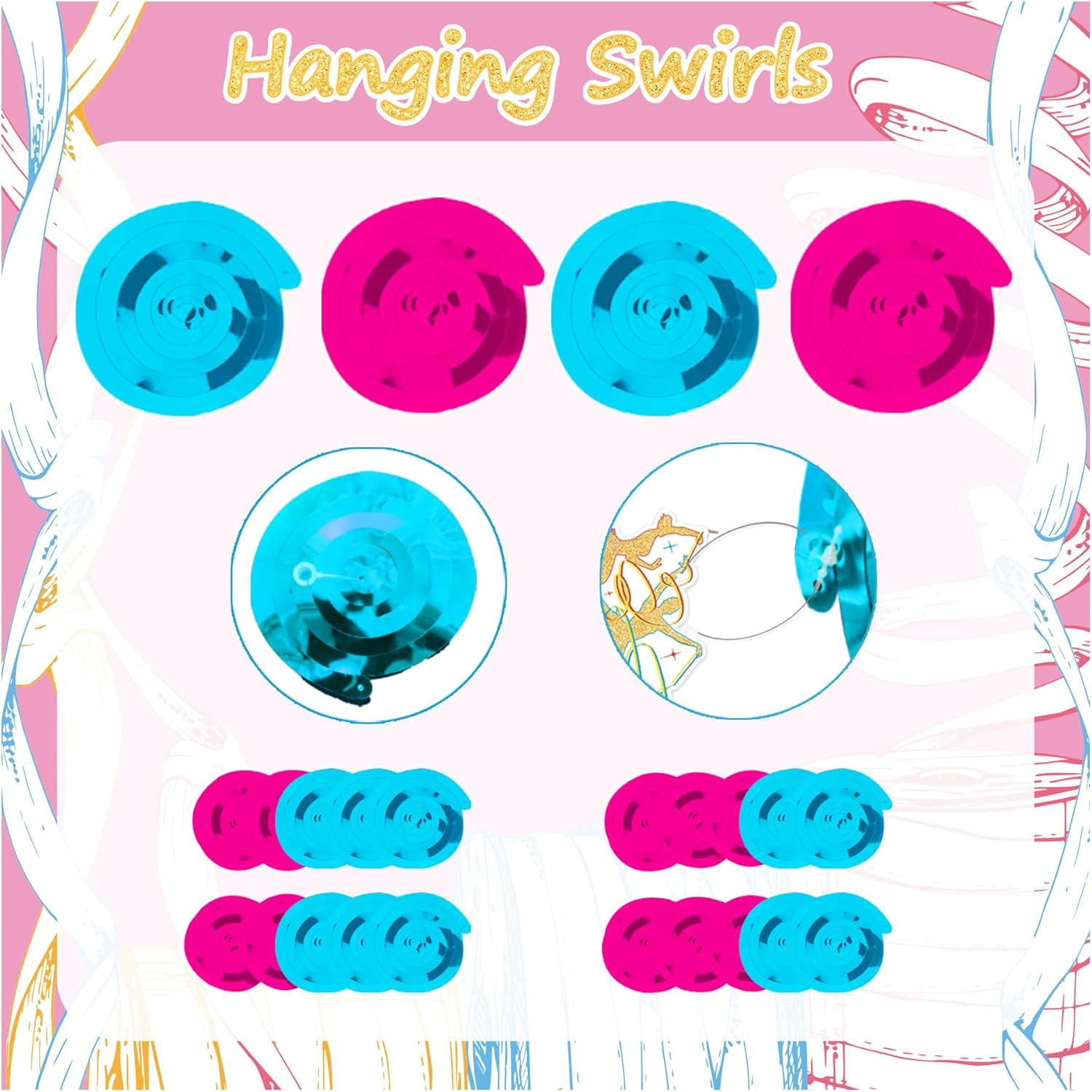 20 Pcs Gymnastics Hanging Streamers with Double Sided Print for Birthday Party Decor